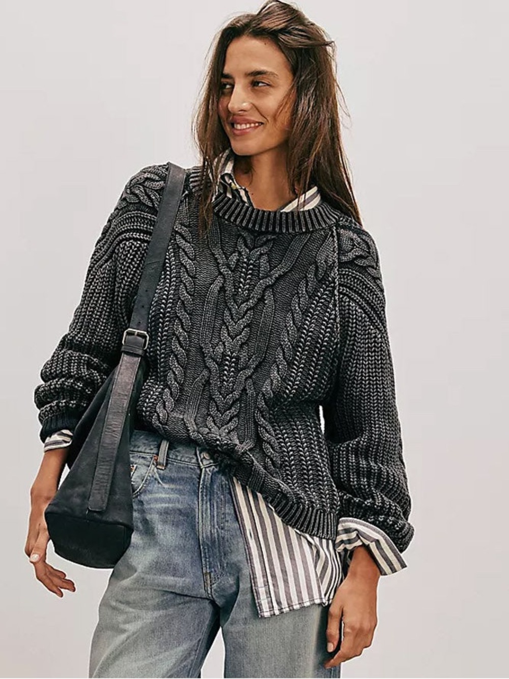 FREE PEOPLE Cable Knit Sweater Vest 100% Cotton
